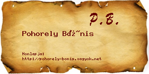 Pohorely Bónis névjegykártya